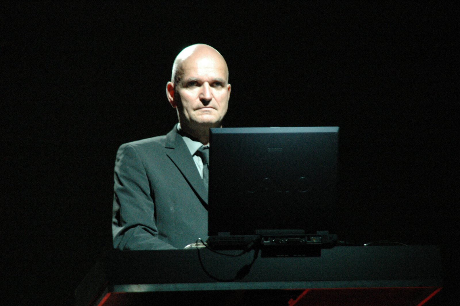Kraftwerk band member performing live on stage in 2005